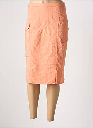 Jupe mi-longue coupe droite orange GUY DUBOUIS femme