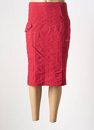 Jupe mi-longue coupe droite rouge GUY DUBOUIS femme