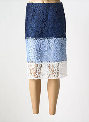 Jupe mi-longue coupe droite bleu MERI & ESCA femme