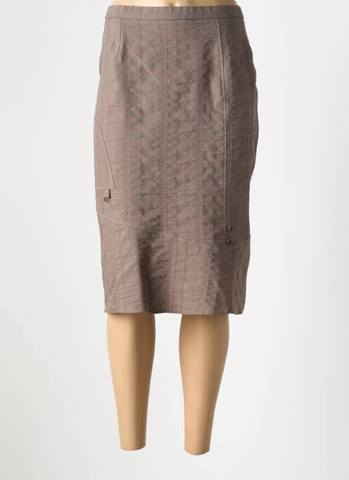 Jupe mi-longue marron GUY DUBOUIS pour femme