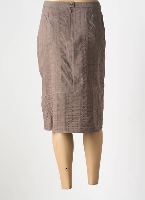 Jupe mi-longue marron GUY DUBOUIS pour femme