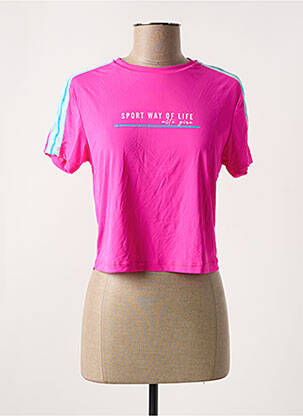 T-shirt sérigraphie floquée manches courtes rose ALTO GIRO femme