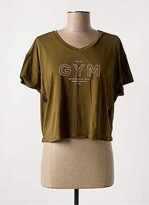 T-shirt sérigraphie floquée manches courtes vert ALTO GIRO femme