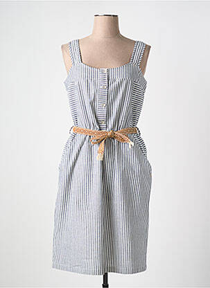 Robe mi-longue imprimé fantaisie fines bretelles bleu LOLA ESPELETA femme