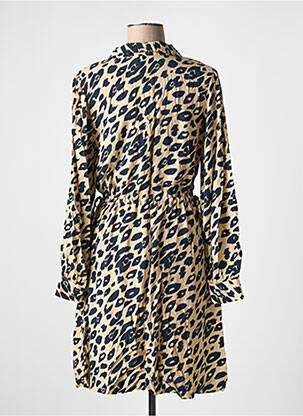 Robe mi-longue manches longues manches longues beige ICHI femme