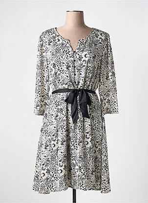 Robe mi-longue imprimé fantaisie manches longues blanc LOLA ESPELETA femme