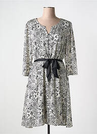 Robe mi-longue imprimé fantaisie manches longues blanc LOLA ESPELETA femme