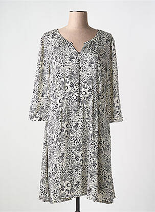 Robe mi-longue imprimé fantaisie manches longues blanc LOLA ESPELETA femme