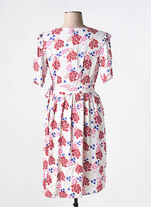 Robe mi-longue imprimé fleurs manches courtes blanc LOLA ESPELETA femme