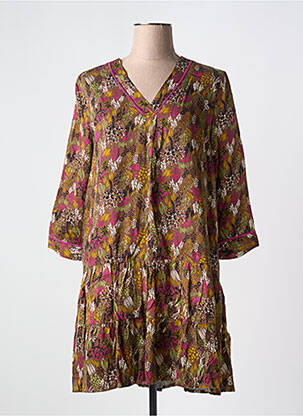 Robe courte manches 3/4 manches 3/4 marron LOLA ESPELETA femme