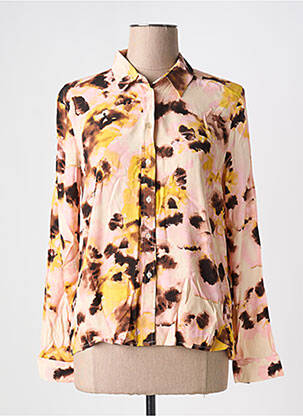Chemisier tissage crêpe manches longues rose ICHI femme