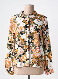 Chemisier imprimé fleurs manches longues orange ICHI femme