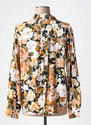 Chemisier imprimé fleurs manches longues orange ICHI femme