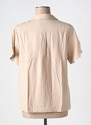 Chemisier coupe droite manches courtes beige ICHI femme