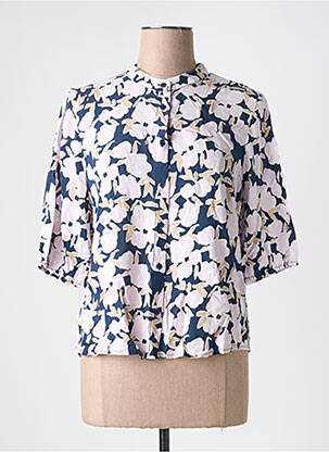 Chemisier manches courtes manches courtes bleu ICHI femme