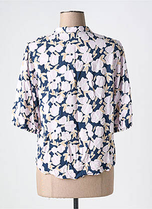 Chemisier manches courtes manches courtes bleu ICHI femme