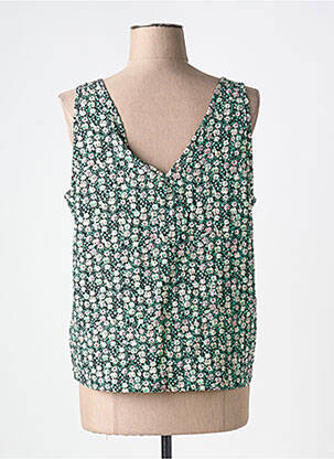 Top col v sans manche vert ICHI femme