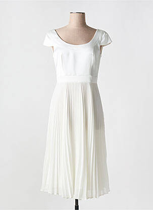 Robe mi-longue manches courtes manches courtes blanc CARLA RUIZ femme