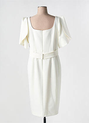 Robe mi-longue tissage crêpe manches courtes blanc CARLA RUIZ femme