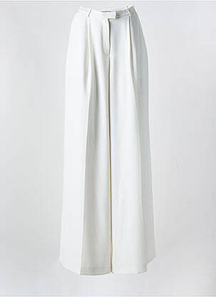 Pantalon flare fermeture zippée sous rabat boutonné blanc PRONOVIAS femme