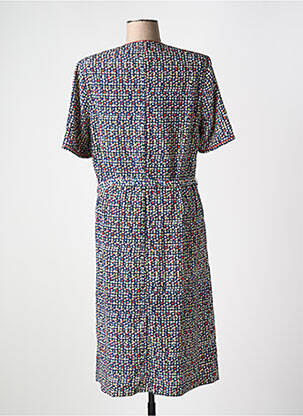 Robe mi-longue coupe fluide manches courtes bleu GUY DUBOUIS femme