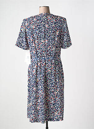 Robe mi-longue imprimé fleurs manches courtes bleu FRANCE RIVOIRE femme
