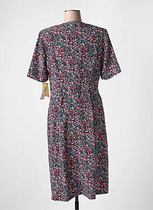 Robe mi-longue imprimé fleurs manches courtes bleu FRANCE RIVOIRE femme