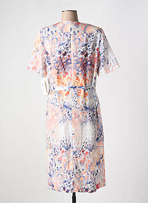 Robe mi-longue imprimé fantaisie manches courtes orange FRANCE RIVOIRE femme