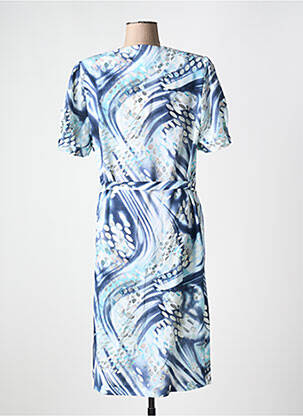 Robe mi-longue imprimé fantaisie manches courtes bleu FRANCE RIVOIRE femme