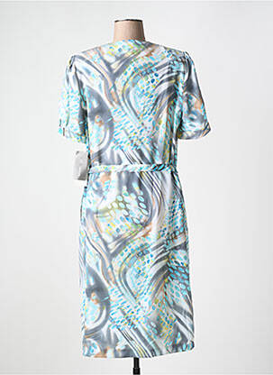 Robe mi-longue imprimé fantaisie manches courtes bleu GUY DUBOUIS femme