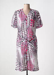 Robe mi-longue imprimé fantaisie manches courtes rose GUY DUBOUIS femme