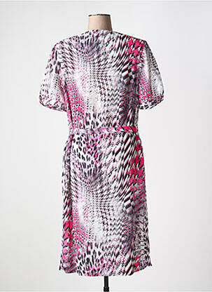 Robe mi-longue imprimé fantaisie manches courtes rose GUY DUBOUIS femme