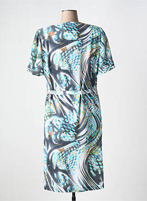 Robe mi-longue imprimé fantaisie manches courtes bleu GUY DUBOUIS femme