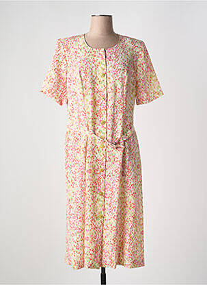 Robe mi-longue coupe fluide manches courtes rose FRANCE RIVOIRE femme