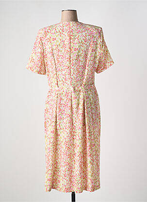 Robe mi-longue coupe fluide manches courtes rose FRANCE RIVOIRE femme