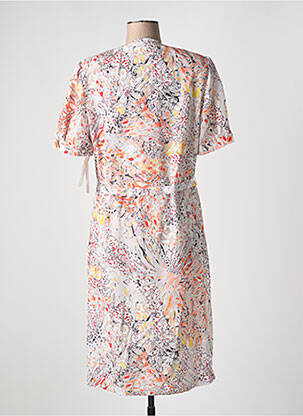 Robe mi-longue imprimé fleurs manches courtes orange FRANCE RIVOIRE femme