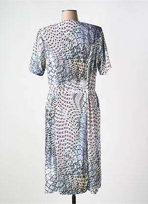 Robe mi-longue imprimé fantaisie manches courtes bleu FRANCE RIVOIRE femme