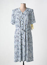 Robe mi-longue coupe fluide manches courtes bleu FRANCE RIVOIRE femme