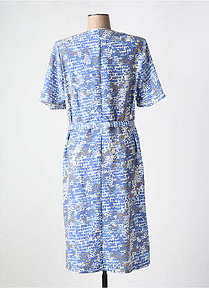 Robe mi-longue imprimé fantaisie manches courtes bleu GUY DUBOUIS femme