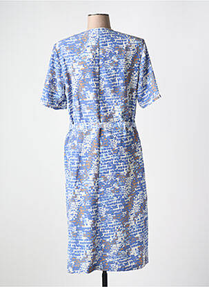 Robe mi-longue imprimé fantaisie manches courtes bleu GUY DUBOUIS femme