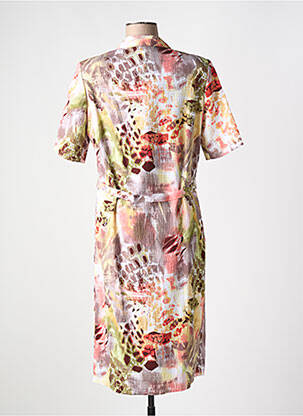Robe mi-longue imprimé fantaisie manches courtes rose GUY DUBOUIS femme