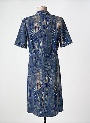 Robe mi-longue imprimé fantaisie manches courtes bleu GUY DUBOUIS femme