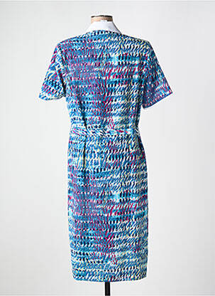 Robe mi-longue imprimé fantaisie manches courtes bleu FRANCE RIVOIRE femme