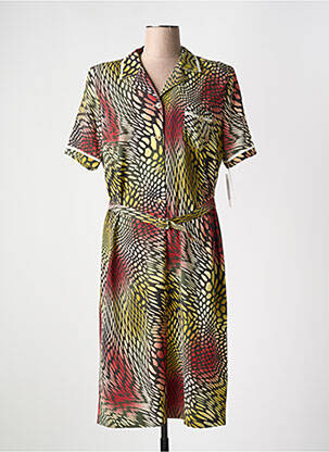 Robe mi-longue imprimé fantaisie manches courtes vert FRANCE RIVOIRE femme