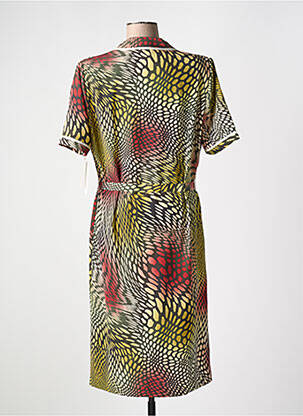 Robe mi-longue imprimé fantaisie manches courtes vert FRANCE RIVOIRE femme