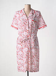 Robe mi-longue imprimé fantaisie manches courtes rouge FRANCE RIVOIRE femme