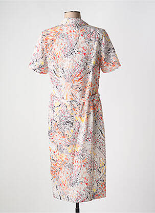 Robe mi-longue imprimé fantaisie manches courtes orange GUY DUBOUIS femme