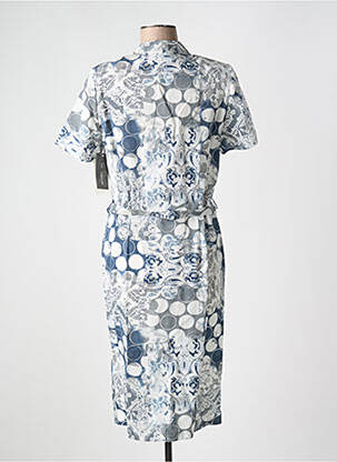 Robe mi-longue imprimé fantaisie manches courtes bleu GUY DUBOUIS femme