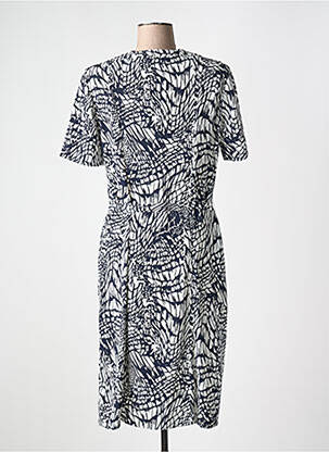 Robe mi-longue imprimé fantaisie manches courtes bleu GUY DUBOUIS femme