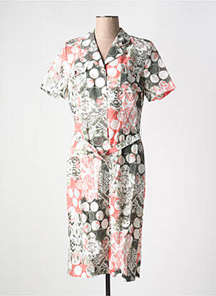 Robe mi-longue imprimé fantaisie manches courtes gris GUY DUBOUIS femme